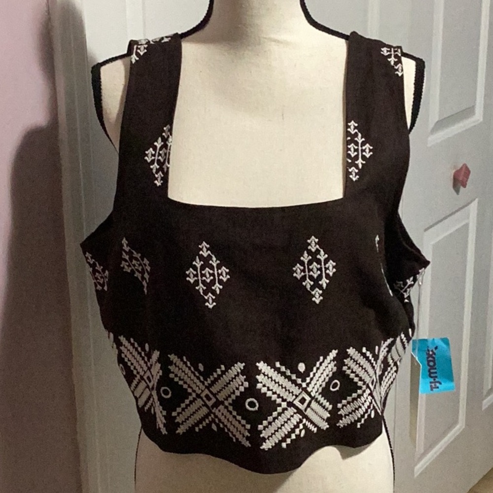 Brown and Gray Women's Crop Tops